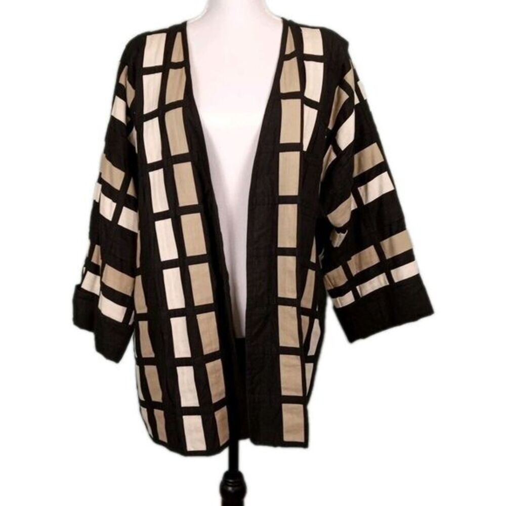 Yak Magik Jacket XL Open Front Woven 100%‎ Cotton Nepal Quilted Japandi Neutral